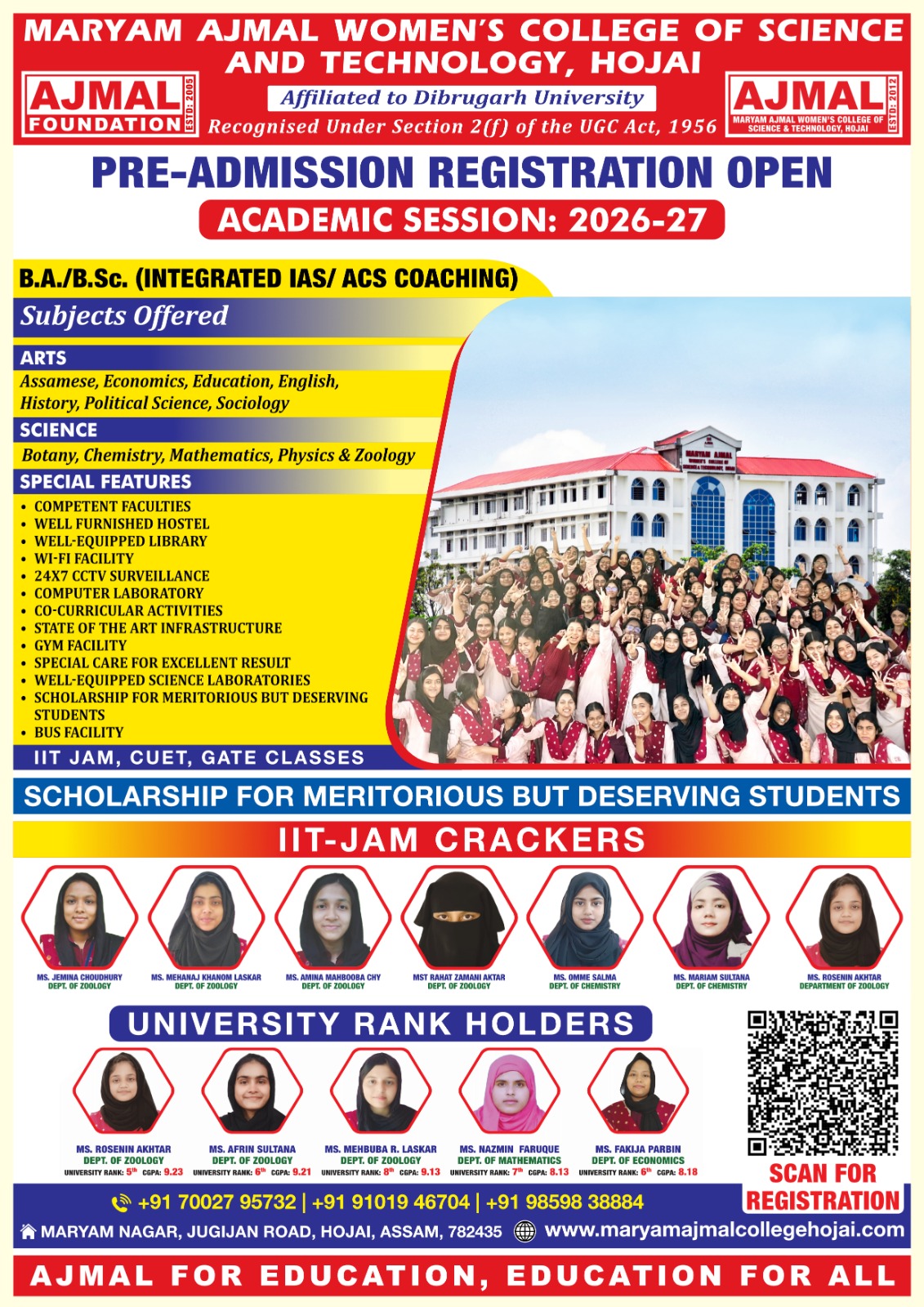Pre-Registration Form for Admission in B.A/B.Sc (FYUGP) for the Academic Year: 2026-27